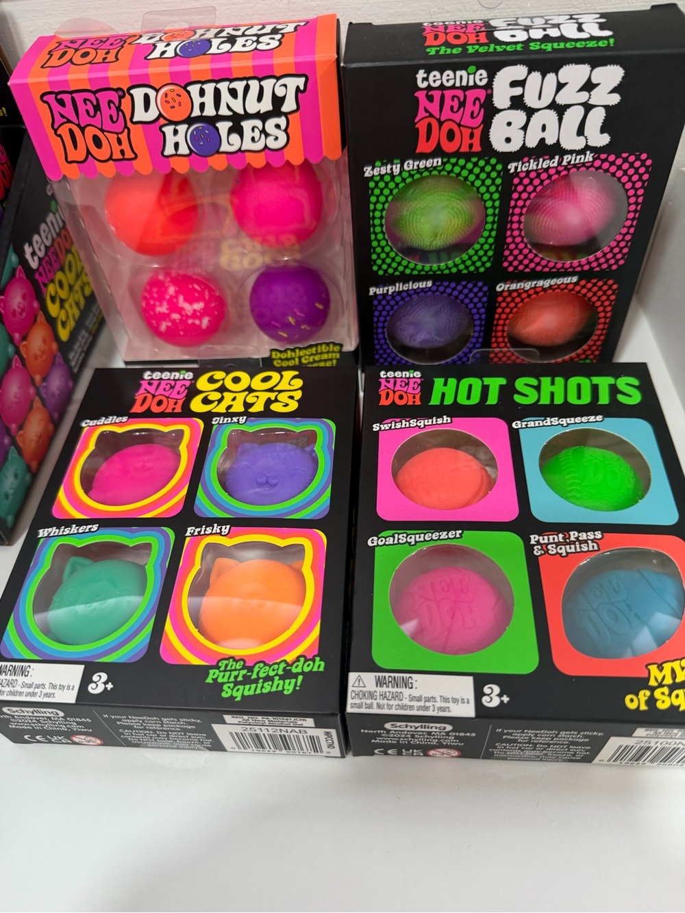 Needoh Hot Shots/Fuzz Ball/Dohnut holes/Cool Cata Variety Packs bundle!